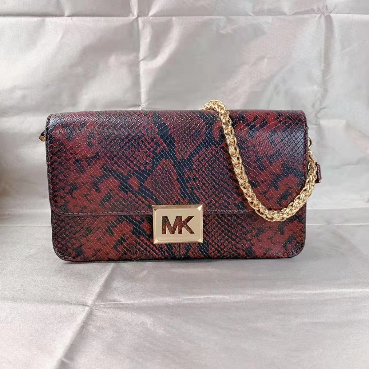 MICHAEL KORS 35F1G6SL3G SONIA MEDIUM SNAKE EMBOSSED FAUX LEATHER SHOULDER BAG MERLOT MICHAEL KORS 35F1G6SL3G SONIA MEDIUM SNAKE EMBOSSED FAUX LEATHER SHOULDER BAG MERLOT